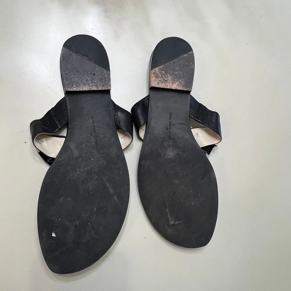 Vera Wang Women's Lavender Label Bow Embellished Flip Flop Sandals Black Size 11